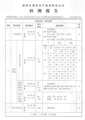 車身反（fǎn）光標識—道路交通安（ān）全（quán）產品強製性認（rèn）證檢測報告
